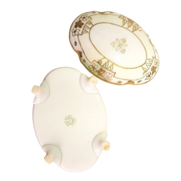 Antique Morimura Brothers Nippon Old Paris Style Footed Trinket Box - Picture 5 of 7